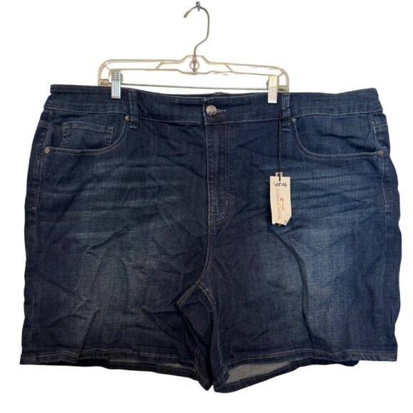 Melissa McCarthy Seven7 Girlfriend Denim Shorts Size 26W Dark Wash Pockets Stret - Picture 1 of 7